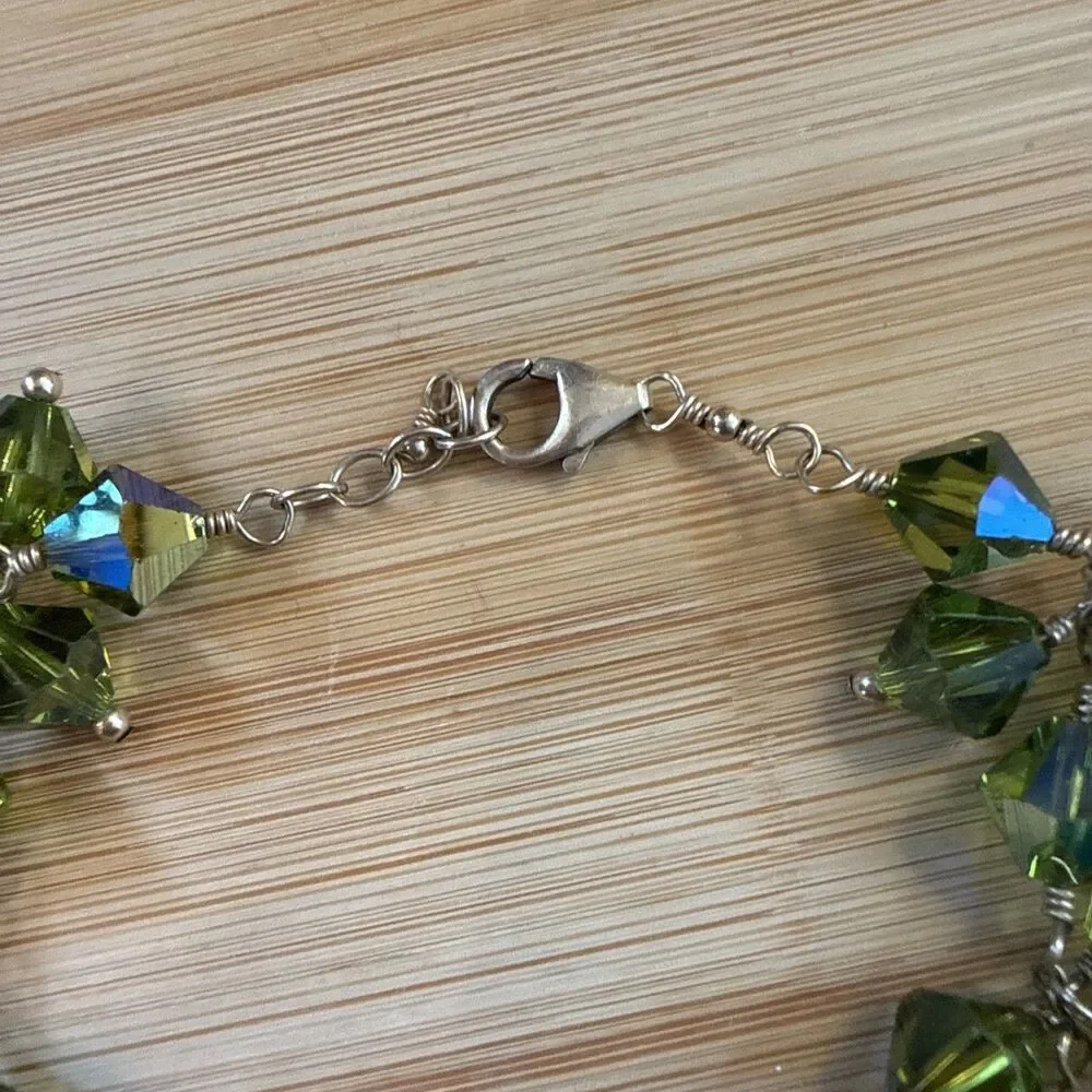 GREEN CRYSTAL BEAD BRACELET UNBRANDED￼VIN